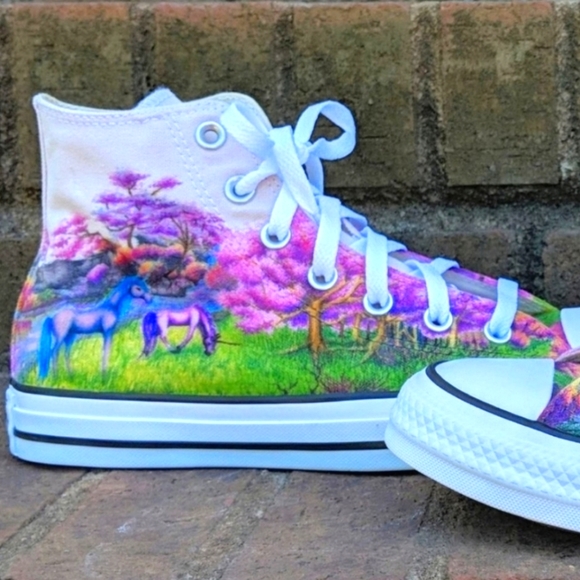 Unicorn Original Custom Art Converse Sneakers W8 - Picture 1 of 8